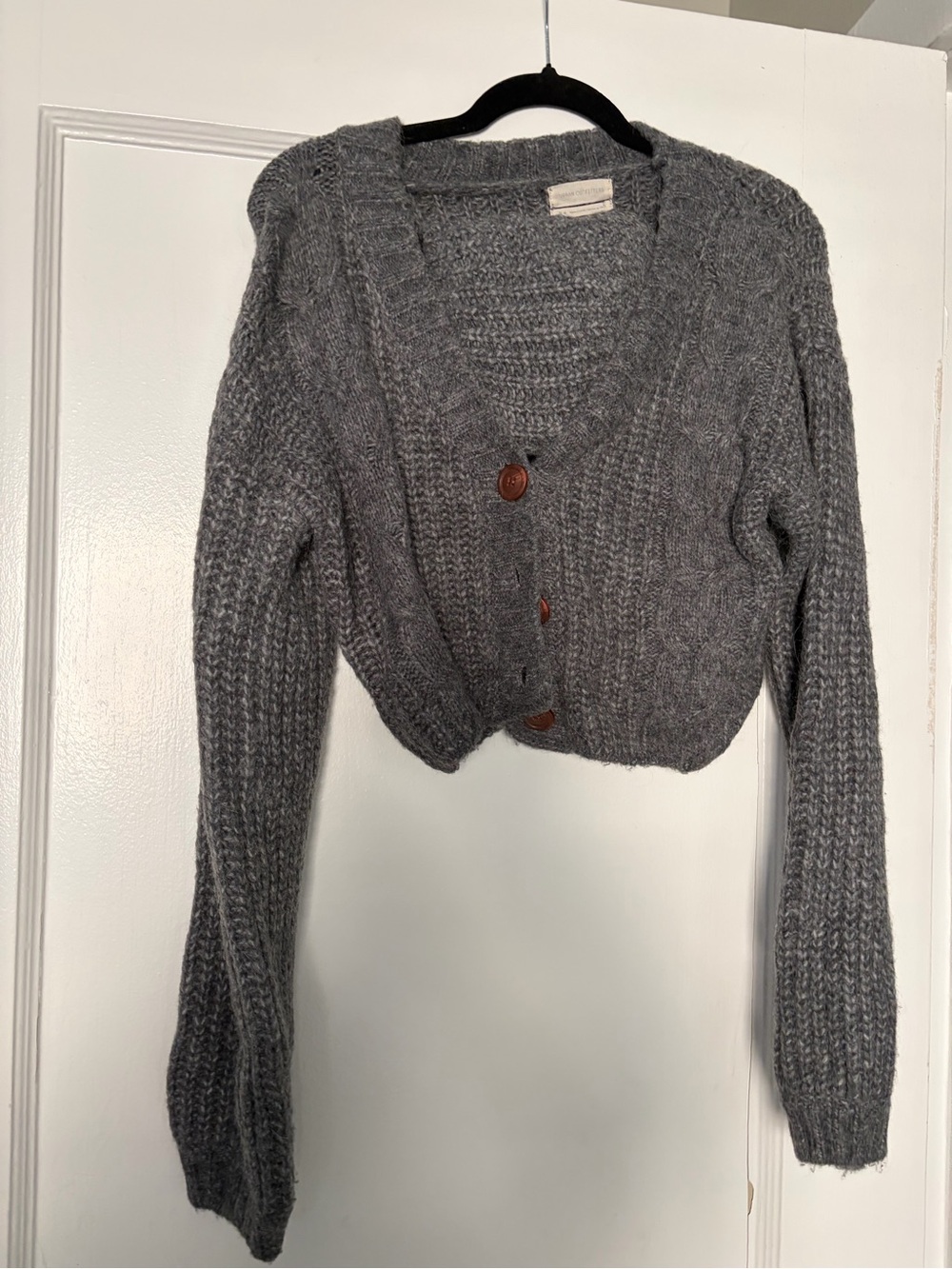 Urban OutfittersCozy Gray Button-Front Women’s Sweater Cardigan and Bandeau Set